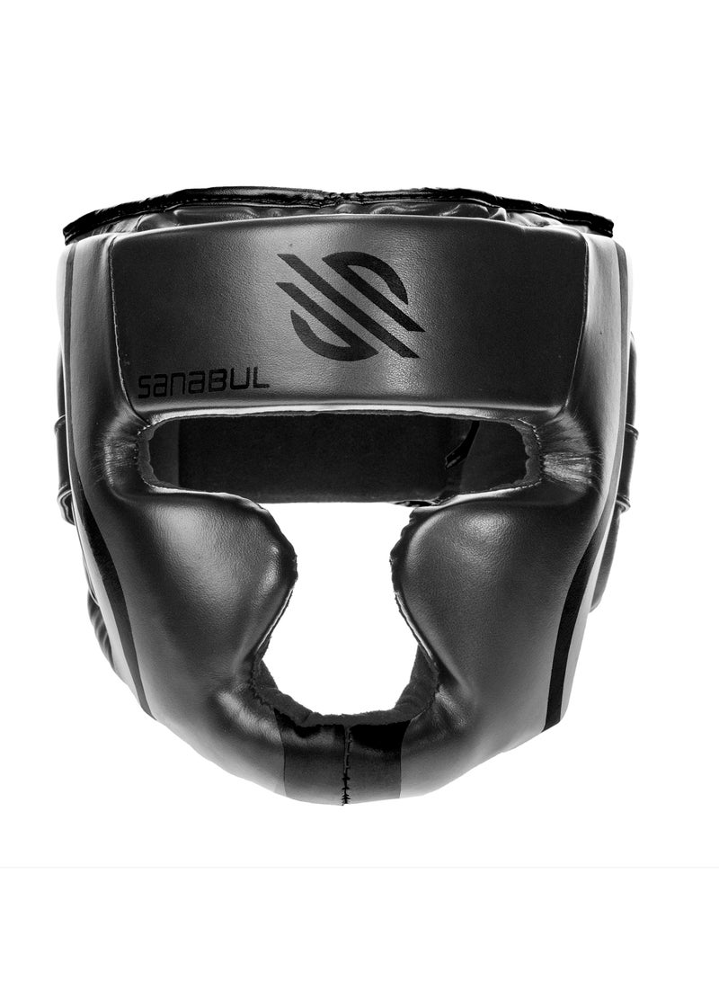 Sanabul  Essential Boxing Headgear for Men & Women | Muay Thai and MMA Headgear | Sparring Headgear | Boxing Head Gear with Full Face Coverage (Black, S/M) - Image 1
