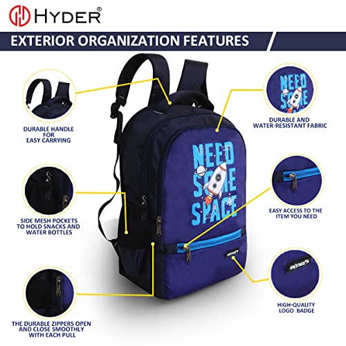 HYDER 35L Graphic Print Latest And Trendy Stylish Waterproof College/Casual/School Bag/Backpack For Kids, Boys, Girls, Men And Women | Best Bags For Everyday Use (Navy Blue) - Image 3