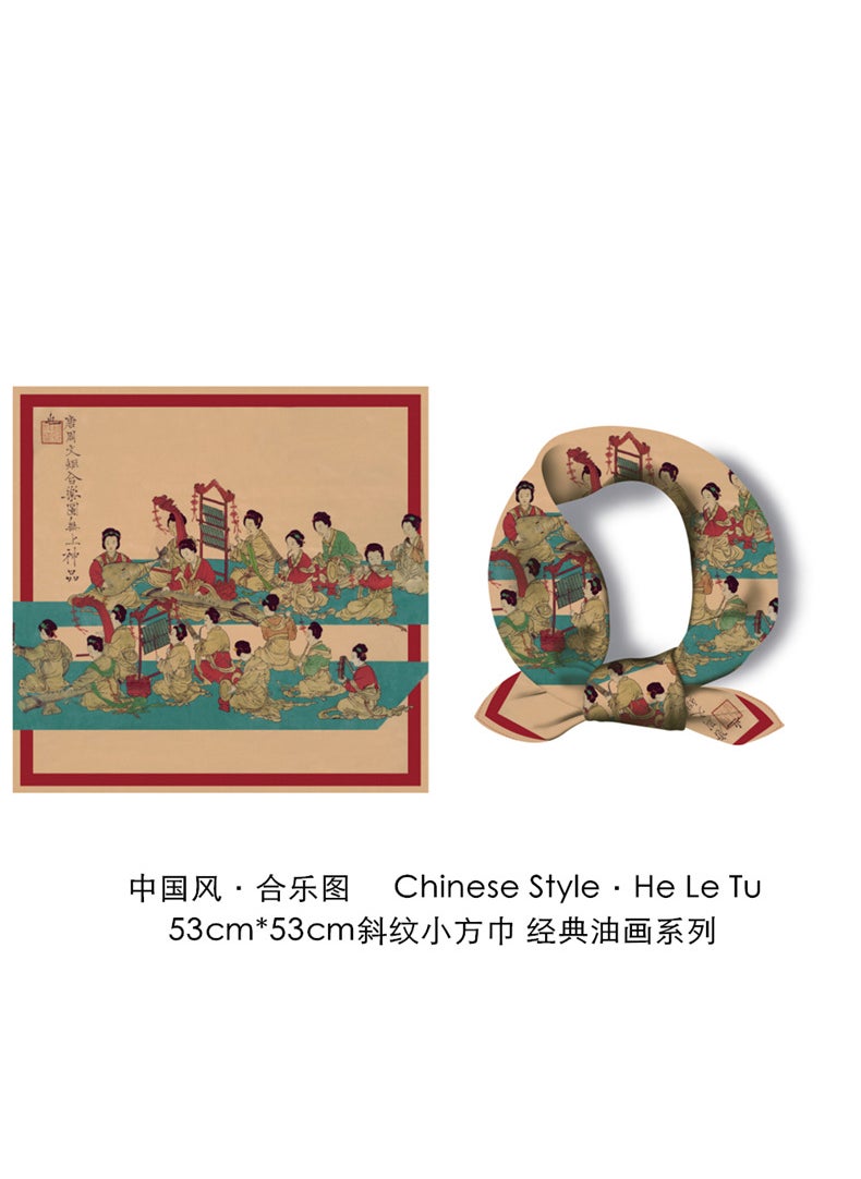 Generic Autumn Artistic Retro Small Square Towel Thin Style Silk Scarf Shawl Adults Chinese Style Traditional Design Magnolia  - Image 2