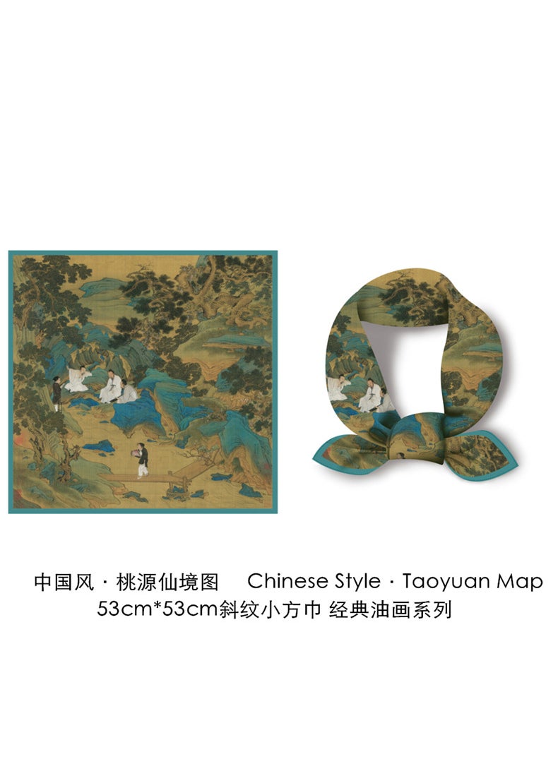 Generic Autumn Artistic Retro Small Square Towel Thin Style Silk Scarf Shawl Adults Chinese Style Traditional Design Magnolia  - Image 5
