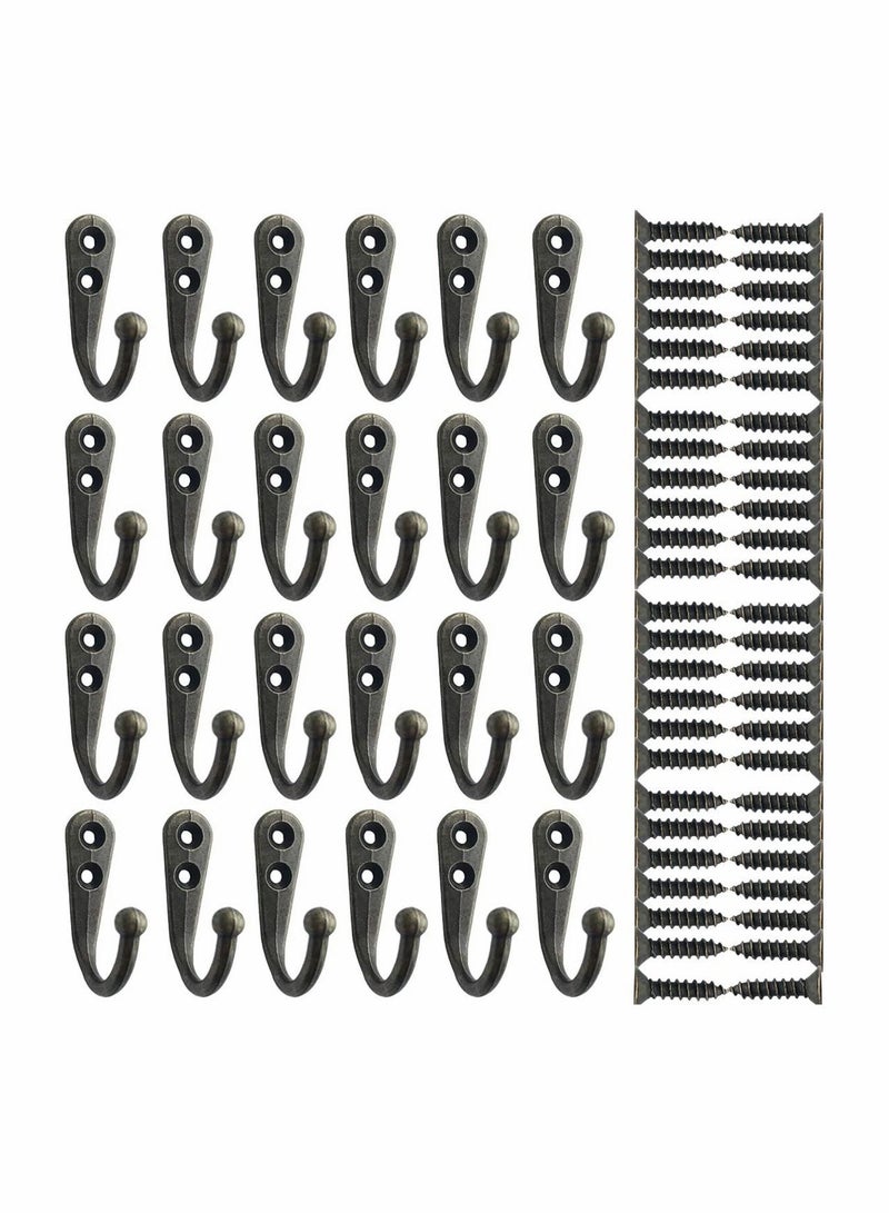 Coat Hook Bronze Vintage Wall Mounted Hook with Screws, No Scratch, for Hanging Coffee Cups, Jewelry, Key, Hat, Kitchen Towel Little Hook, Farmhouse Retro 24 Pcs - Image 1