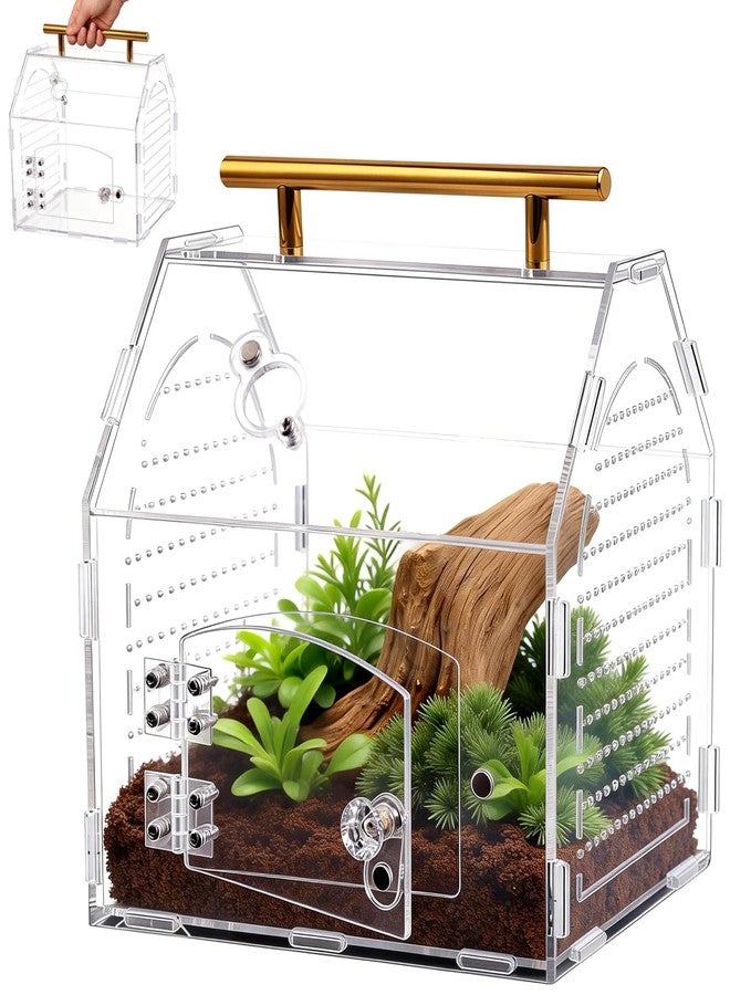 Orchidleaf Jumping Spider Enclosure, 8.8" x 7.1" x 8.2" Acrylic Tarantula Enclosure with Feeding Hole and Magnetic Door, Reptile Terrarium Habitat for Tarantula, Spiders, Beetle, Mantis - Image 1