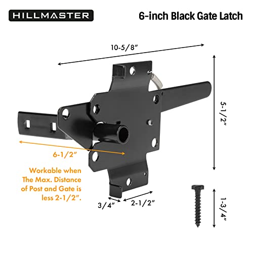 HILLMASTER Heavy Duty Self-Locking Gate Latch for Wooden Fence, Post Mount Automatic Gate Lock Gravity Door Latch Hardware for Secure Pool, Outdoor Garden, Metal Gates Vinyl Fences, Black Finish - Image 4
