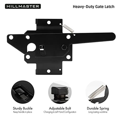HILLMASTER Heavy Duty Self-Locking Gate Latch for Wooden Fence, Post Mount Automatic Gate Lock Gravity Door Latch Hardware for Secure Pool, Outdoor Garden, Metal Gates Vinyl Fences, Black Finish - Image 2