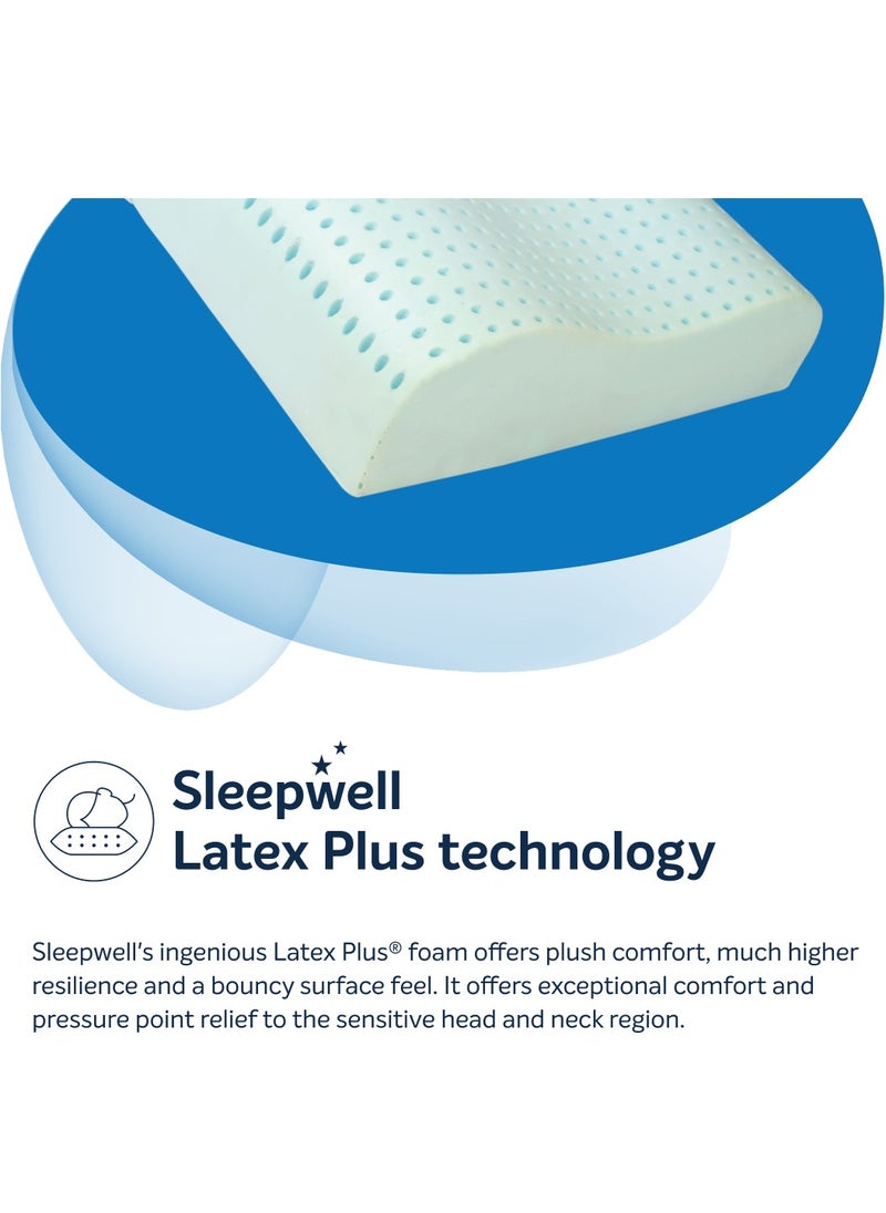 Sleepwell Latex Plus Curve Soft Pillow - Elite Latex Plus For Comfort And Support. Pamper Your Head And Neck - Knitted Fabric. Pack of 1  - Image 3