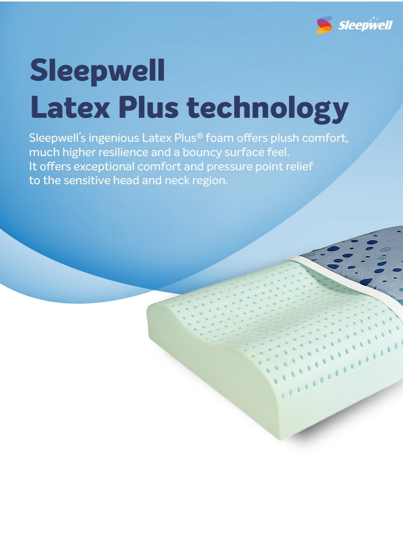 سليب ويل وسادة Latex Plus Curve - Elite Latex Plus لتوفير الراحة والدعم. دلل رأسك ورقبتك - نسيج محبوك، أزرق، عبوة من قطعة واحدة  - Image 3