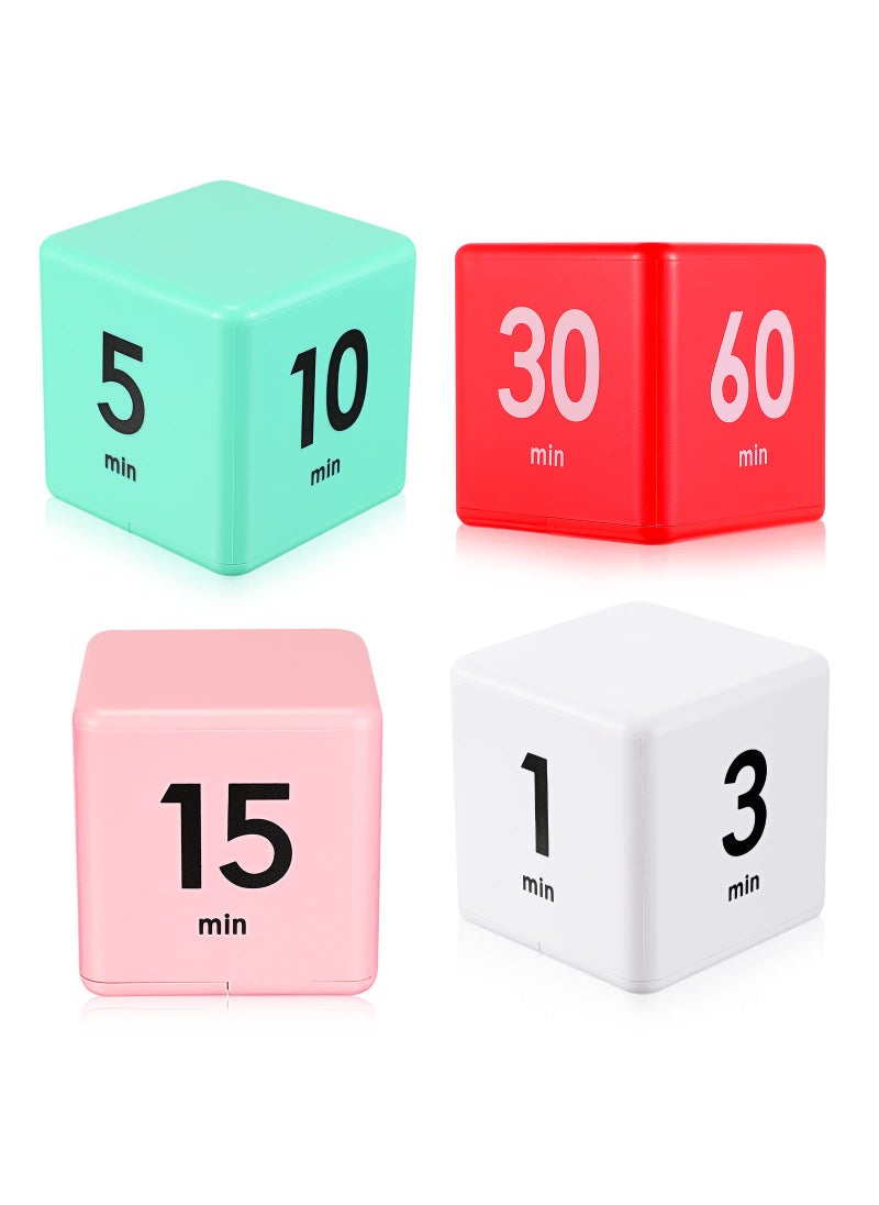 Weewooday Weewooday 4 Pieces Cube Timer Gravity Sensor Flip Digital Workout Timer Cube for Management Duration Home Kitchen Study 1 3 5 10 Minutes and 15 20 30 60 Minutes White Red Pink Green 