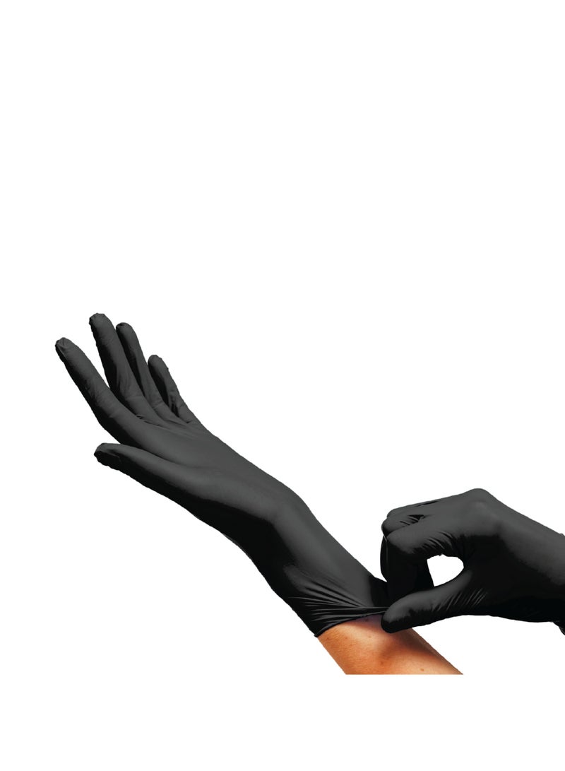 ماكستر Box 10 x Maxter Black Nitrile Powder Free Disposable Gloves Heavy Duty Textured 5.5g 10x 100 PCS L  - Image 2