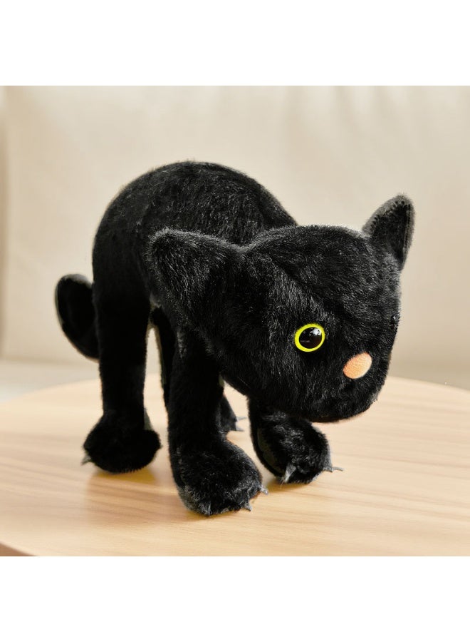 NIBEMINENT Realistic Scary Cat Plush Toy - Cute Black Cat Doll