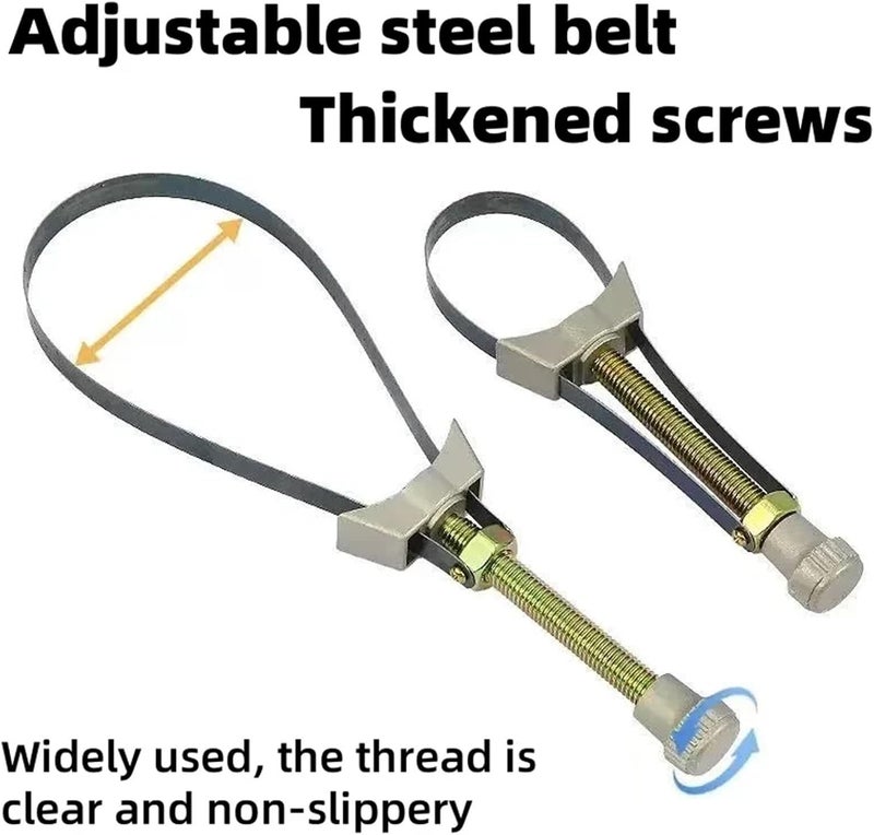 Strap Wrench 3Pcs Car Auto Oil Filter Removal Tool Cap Spanner Strap Wrench 60mm To 120mm Diameter Adjustable for Repair - Image 2