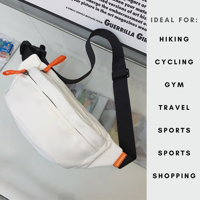 Tressential Waist Bag for Men Women | Cross Body Fanny Pack for Hiking, Travel, Camping, Outdoor Sports, Cycling | Money Belt with Adjustable Strap (White) - Image 4