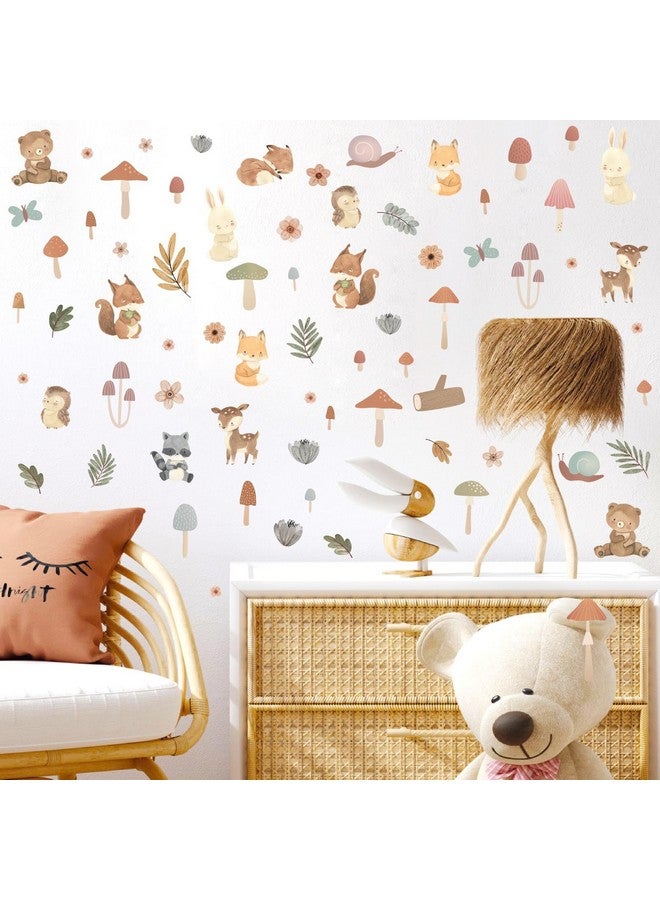 Kazova Woodland Animals Wall Stickers Small Mushroom Wall Stickers Cute Cartoon Animals Wall Decals Mushroom Forest Woodland Wall Decals for Kids Room Nursery Bedroom Playroom Decor - Image 2