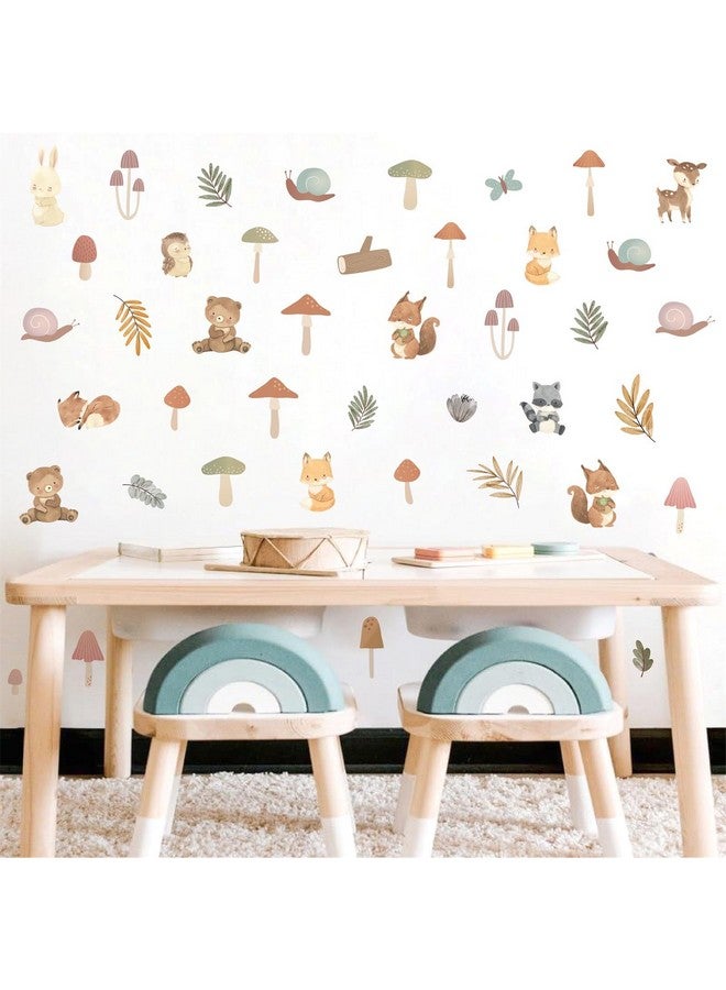 Kazova Woodland Animals Wall Stickers Small Mushroom Wall Stickers Cute Cartoon Animals Wall Decals Mushroom Forest Woodland Wall Decals for Kids Room Nursery Bedroom Playroom Decor - Image 5