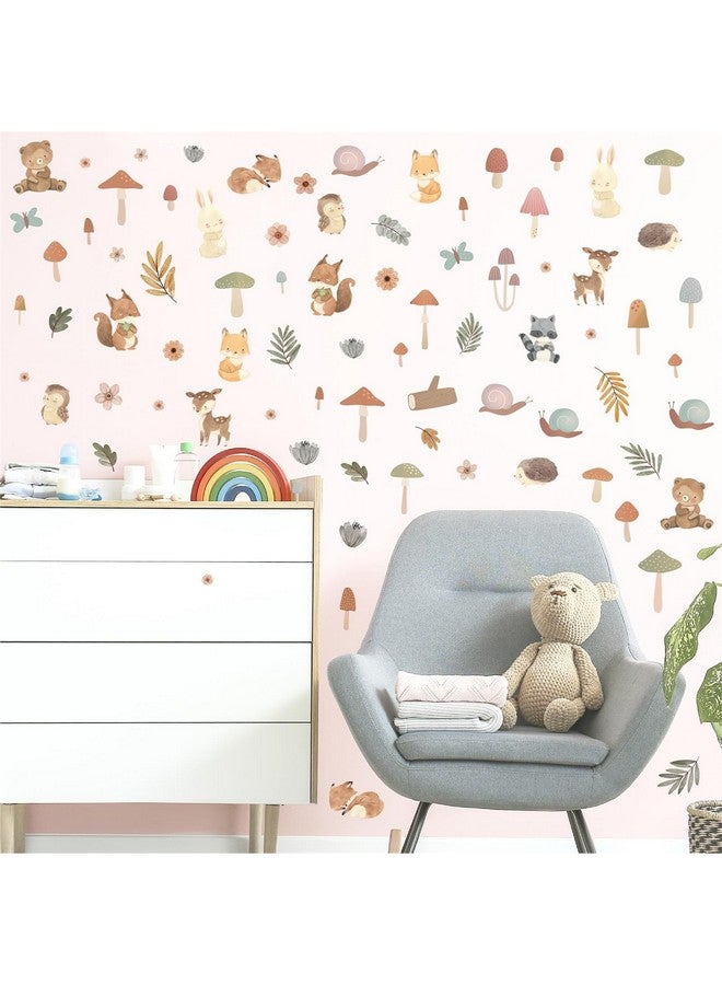 Kazova Woodland Animals Wall Stickers Small Mushroom Wall Stickers Cute Cartoon Animals Wall Decals Mushroom Forest Woodland Wall Decals for Kids Room Nursery Bedroom Playroom Decor - Image 3