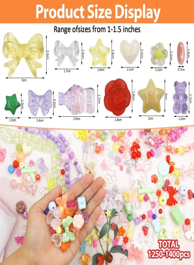 RYKOMO 1000-1080PCS Acrylic Assorted Beads 12 Candy Colors Flower Sweetheart Butterfly Candy Acrylic Kawaii Aesthetic Beads Assorted Beads for Bracelets DIY Jewelry Making - Image 3