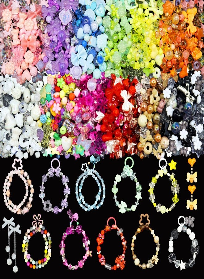 RYKOMO 1000-1080PCS Acrylic Assorted Beads 12 Candy Colors Flower Sweetheart Butterfly Candy Acrylic Kawaii Aesthetic Beads Assorted Beads for Bracelets DIY Jewelry Making - Image 1