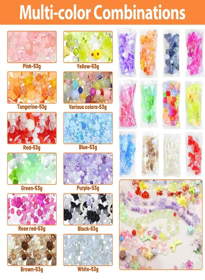 RYKOMO 1000-1080PCS Acrylic Assorted Beads 12 Candy Colors Flower Sweetheart Butterfly Candy Acrylic Kawaii Aesthetic Beads Assorted Beads for Bracelets DIY Jewelry Making - Image 2