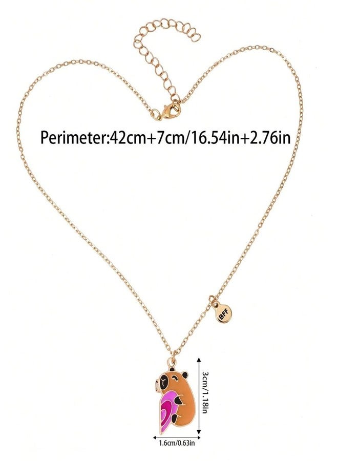 BdelrinQue 2Pcs Best Friend Necklace, Friendship Necklace with Capybara Design, Bestie Necklace Suitable for Gifts for Birthdays or Special Occasions - Image 2