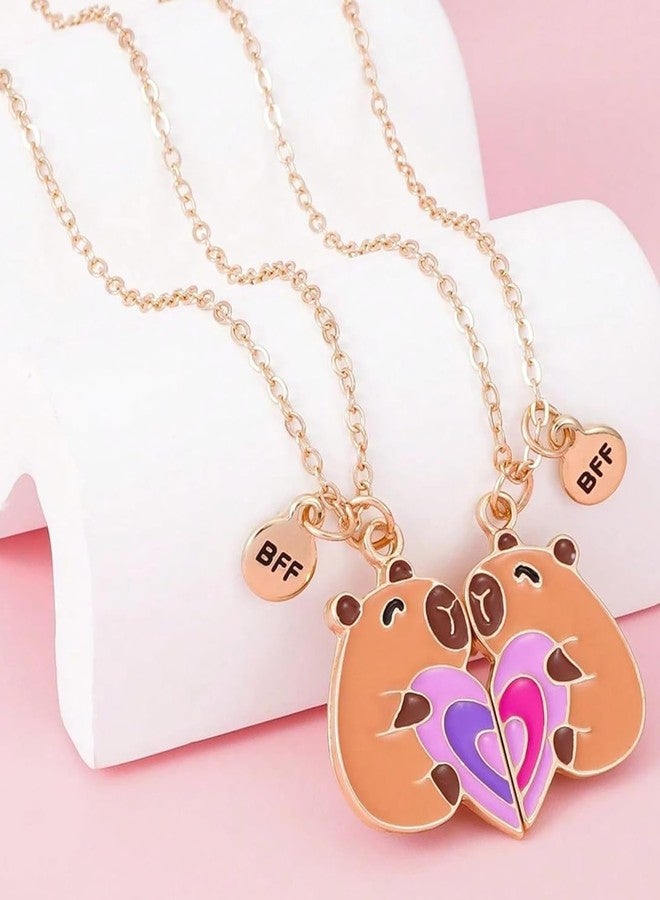 BdelrinQue 2Pcs Best Friend Necklace, Friendship Necklace with Capybara Design, Bestie Necklace Suitable for Gifts for Birthdays or Special Occasions - Image 3