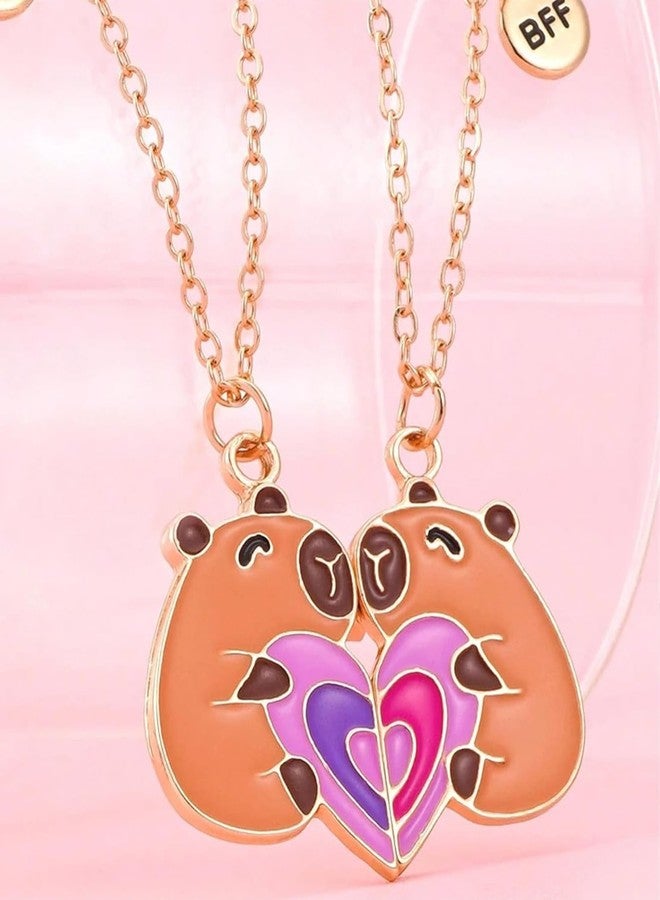 BdelrinQue 2Pcs Best Friend Necklace, Friendship Necklace with Capybara Design, Bestie Necklace Suitable for Gifts for Birthdays or Special Occasions - Image 4