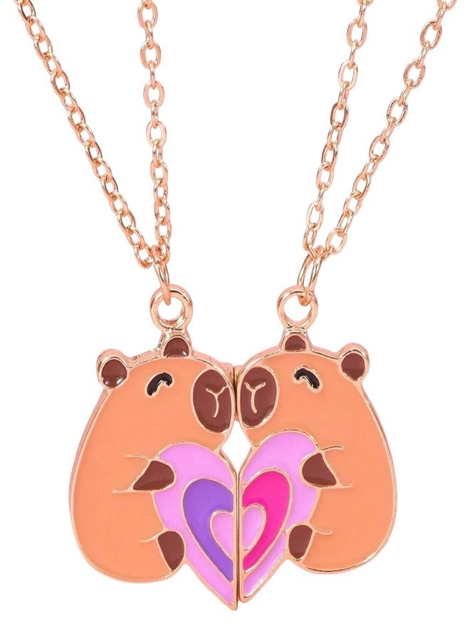 BdelrinQue 2Pcs Best Friend Necklace, Friendship Necklace with Capybara Design, Bestie Necklace Suitable for Gifts for Birthdays or Special Occasions - Image 1