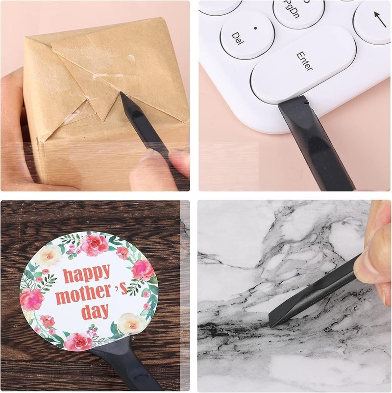 معجون، 10 قطع من أدوات الكشط البلاستيكية + 4 قطع من الملاقط الدقيقة المضادة للكهرباء الساكنة، أداة كشط على شكل قلم تنظيف لا تخدش الأسطح، صلبة ومتعددة الأغراض للأماكن الضيقة - Image 2