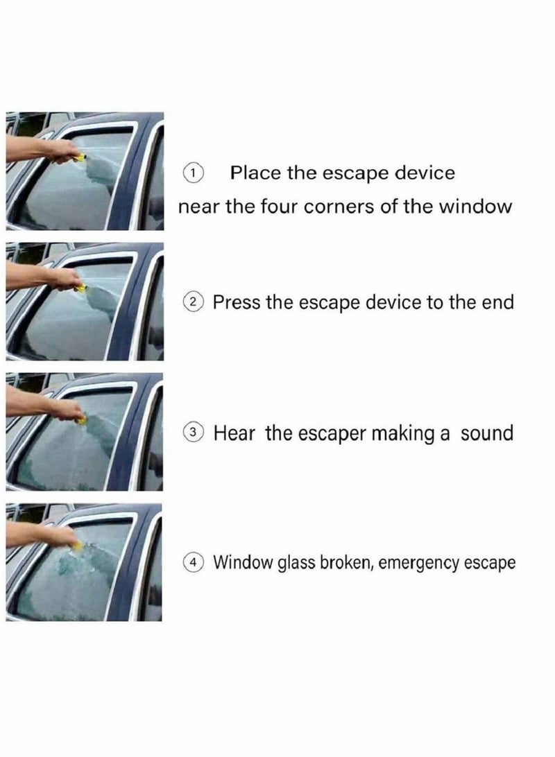 3 in 1 Car Emergency Hammer - Maso Auto 2PCS Car Life Keychain Emergency Escape Tool with Car Window Safety Rescue Tool Window Glass Breaker Hammer (Yellow) - Image 4