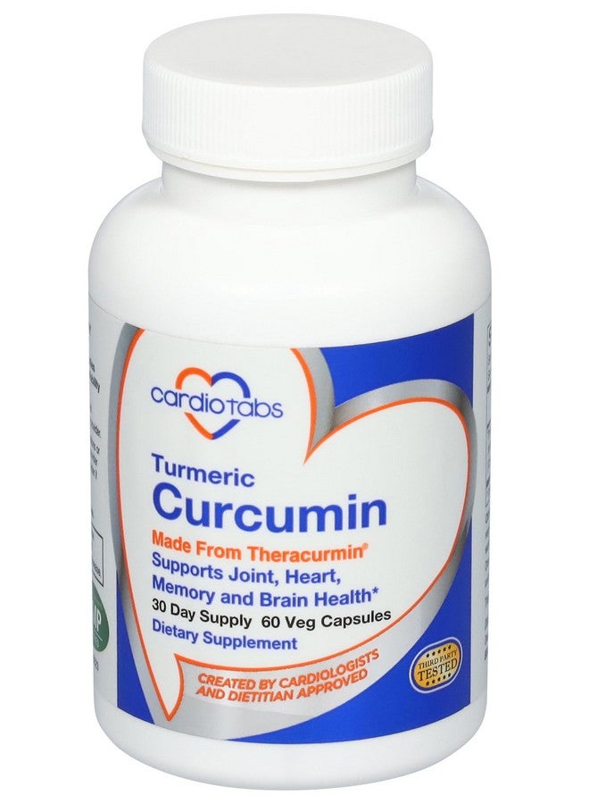 CardioTabs Turmeric Curcumin - Joint, Heart, Memory & Brain Supplement with 600 mg Theracurmin, Highly Absorbable Curcumin Supplements, 60 Vegetarian Curcumin and Turmeric Capsules, 30-Day Supply - Image 1