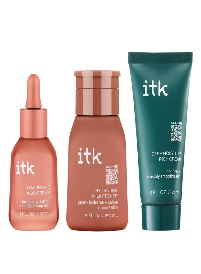 ITK Skincare Glowy Skin 3-Step Routine - Hyaluronic Acid + Niacinamide Serum, Squalane Milky Toner, Deep Moisture Ceramide Face Cream Moisturizer - Makeup Prep Skincare for Glowing Hydrated Skin - Image 2