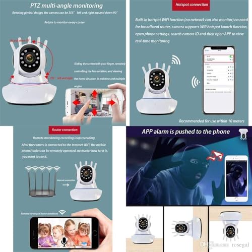 DEATTI Five Antenna 1080P 2MP WiFi Camera IP PTZ Wireless Two Way Audio Night Vision Smart Motion Detection Alarm Surveillance Camera (DECM16) - Image 3