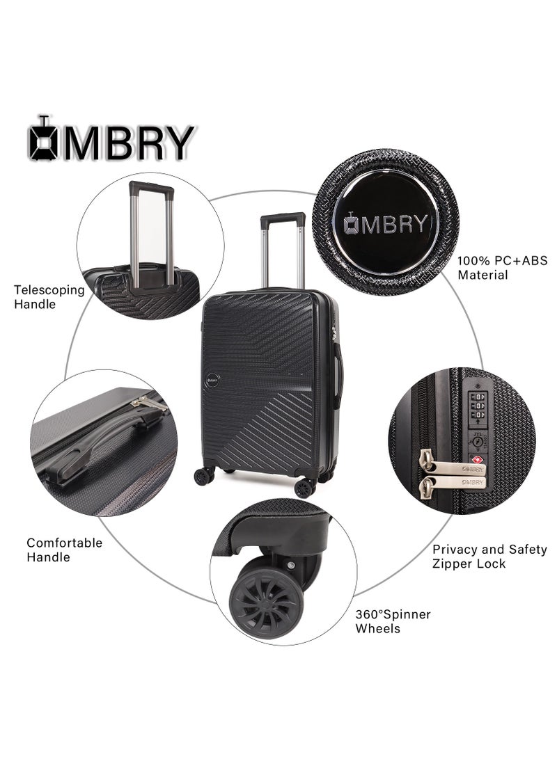 OMBRY Luggage Set 3 Pieces Suitcase Set Carry on Luggage with Wheels Check-in Luggage PC Durable Suitcase Rotating Silent Wheels 3-Piece 20/24/28 Black - Image 3