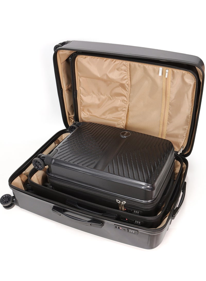 OMBRY Luggage Set 3 Pieces Suitcase Set Carry on Luggage with Wheels Check-in Luggage PC Durable Suitcase Rotating Silent Wheels 3-Piece 20/24/28 Black - Image 5