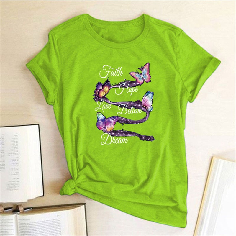 wish independent station butterfly letter print short sleeve t-shirt - Image 5