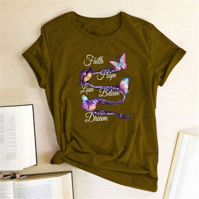 wish independent station butterfly letter print short sleeve t-shirt - Image 3