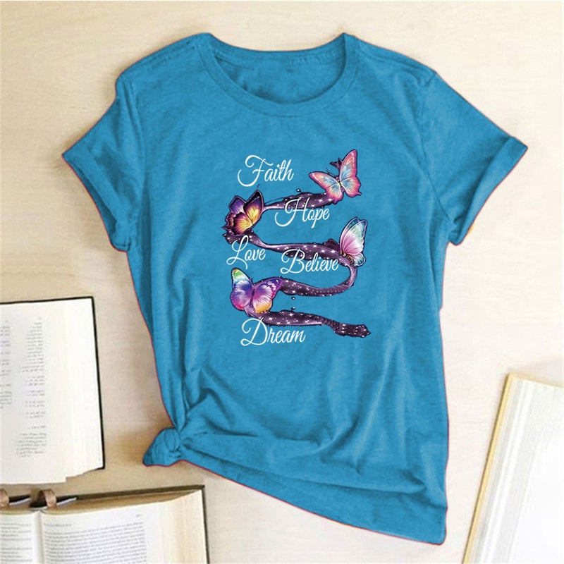 wish independent station butterfly letter print short sleeve t-shirt - Image 4