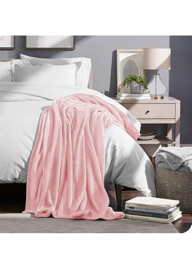 BSB HOME BSB HOME® 300 GSM Premium Plush Single Blanket for Bed, Sofa, Couch, Travel and Camping AC Blanket | 150x220 cm | Pink | SOLID FLANNEL  - Image 5