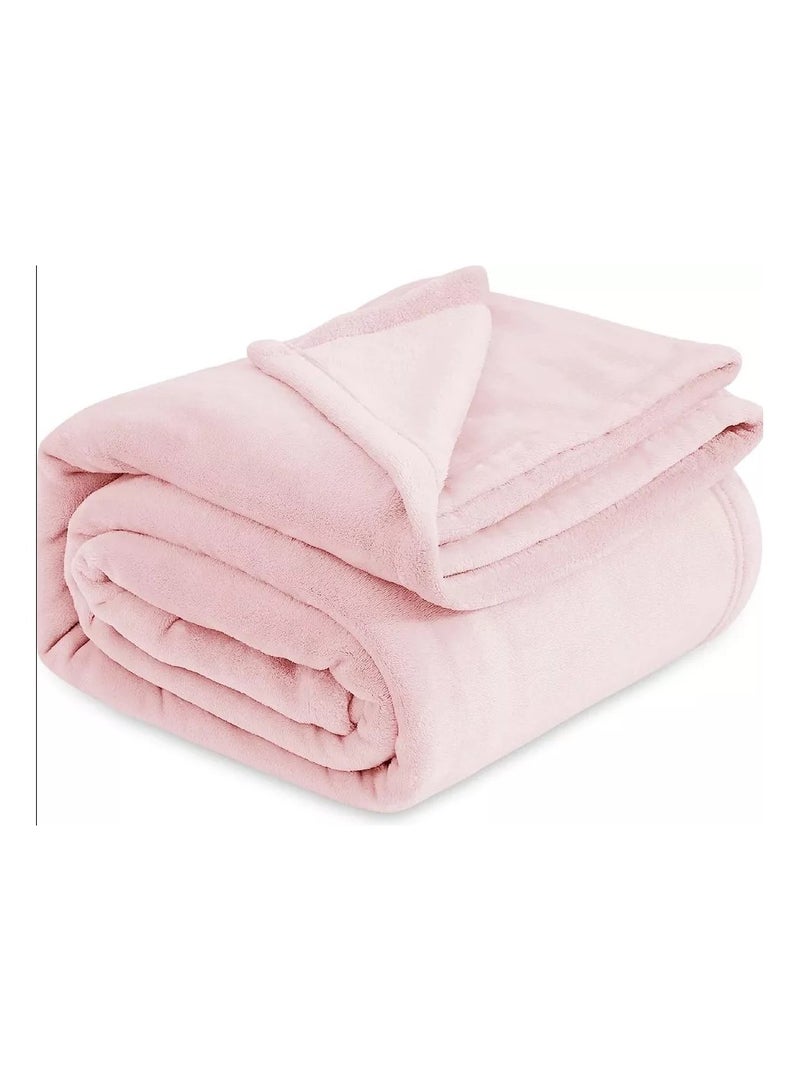 BSB HOME BSB HOME® 300 GSM Premium Plush Single Blanket for Bed, Sofa, Couch, Travel and Camping AC Blanket | 150x220 cm | Pink | SOLID FLANNEL  - Image 1