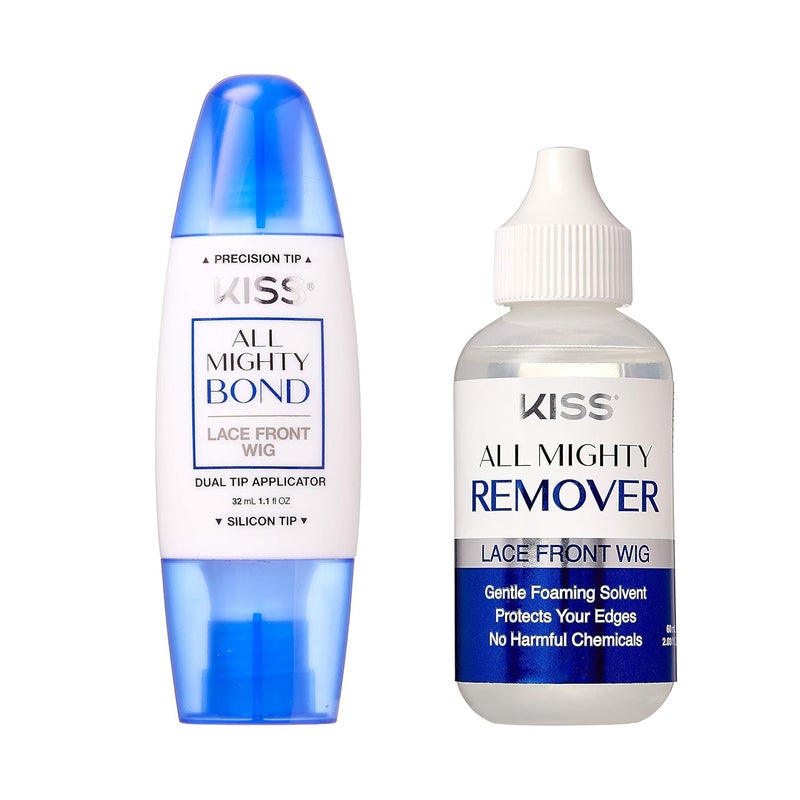 Red by Kiss Red by Kiss All Mighty Bond Lace Front Wig Glue  Remover Set Dual Tip Applicator Instant Dry Water Resistant Strong Hold for Wigs Frontals Toupees Safe for Sensitive Skin Front Wig Remover 