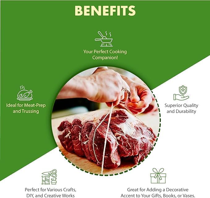 Regency Wraps Butchers Cooking Twine, Heavy Duty, 500 ft,16 Ply, 2.4mm, Food-Safe Cotton Kitchen String for Turkey Trussing, Meat Prep, Crafting, Natural, Pack of 3 - Image 4