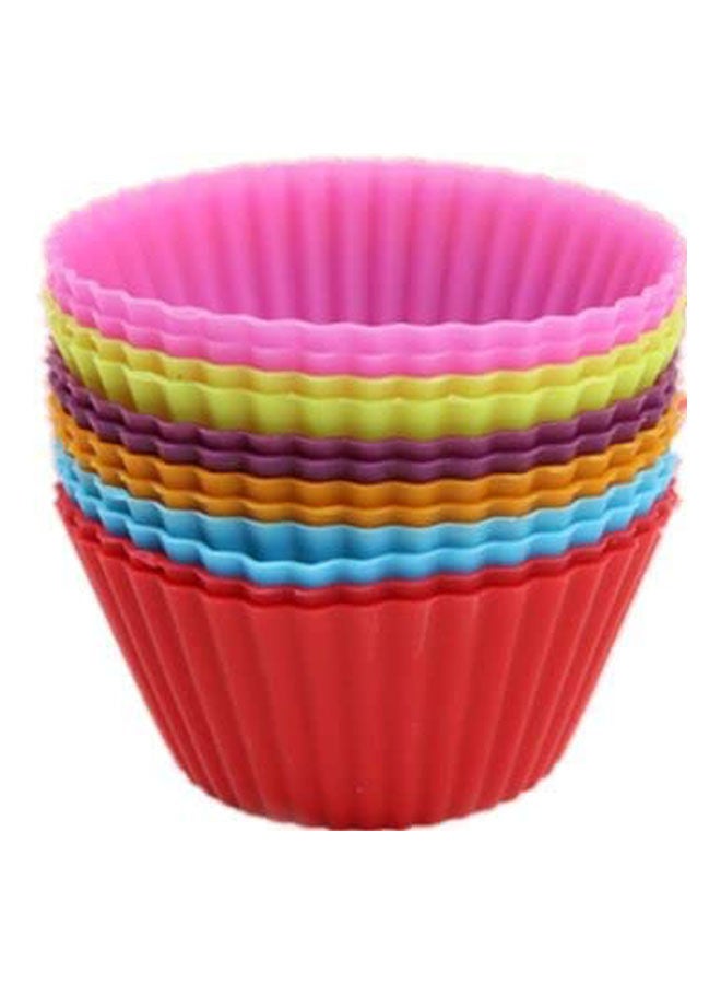 NIBEMINENT Set Of 12 Pieces (1 Dozen) Round Shaped Cake Baking Molds Jelly Mold Cupcake Pan Muffin Cup Multicolour