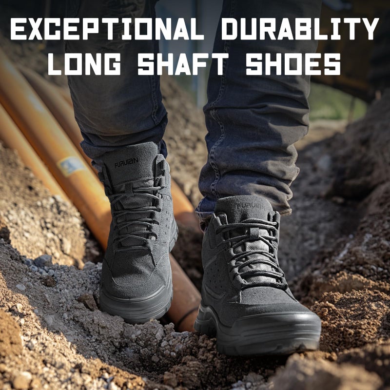 Furuian Steel Toe Boots for Men Women Comfortable Lightweight Work Boots for Men Slip Resistant High Top Steel Toe Safety Shoes Puncture Proof Indestructible Construction Boots - Image 5