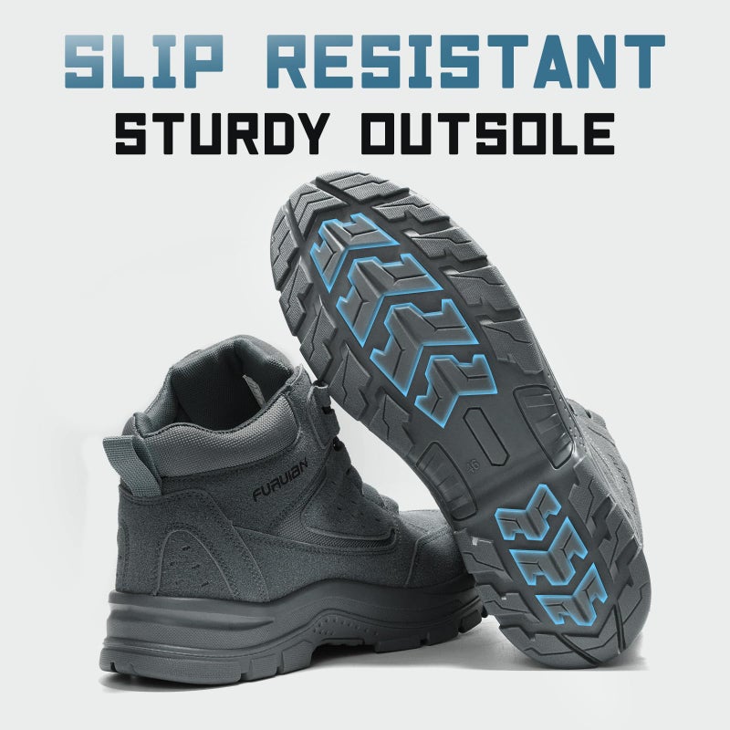 Furuian Steel Toe Boots for Men Women Comfortable Lightweight Work Boots for Men Slip Resistant High Top Steel Toe Safety Shoes Puncture Proof Indestructible Construction Boots - Image 4