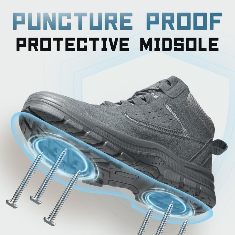 Furuian Steel Toe Boots for Men Women Comfortable Lightweight Work Boots for Men Slip Resistant High Top Steel Toe Safety Shoes Puncture Proof Indestructible Construction Boots - Image 3