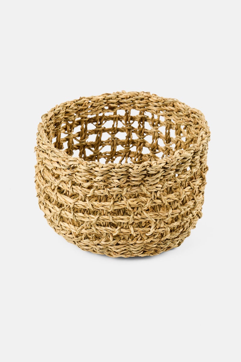 Muy Mucho Sea Grass Round Basket 20 x 14 cm, Beige  - Image 1