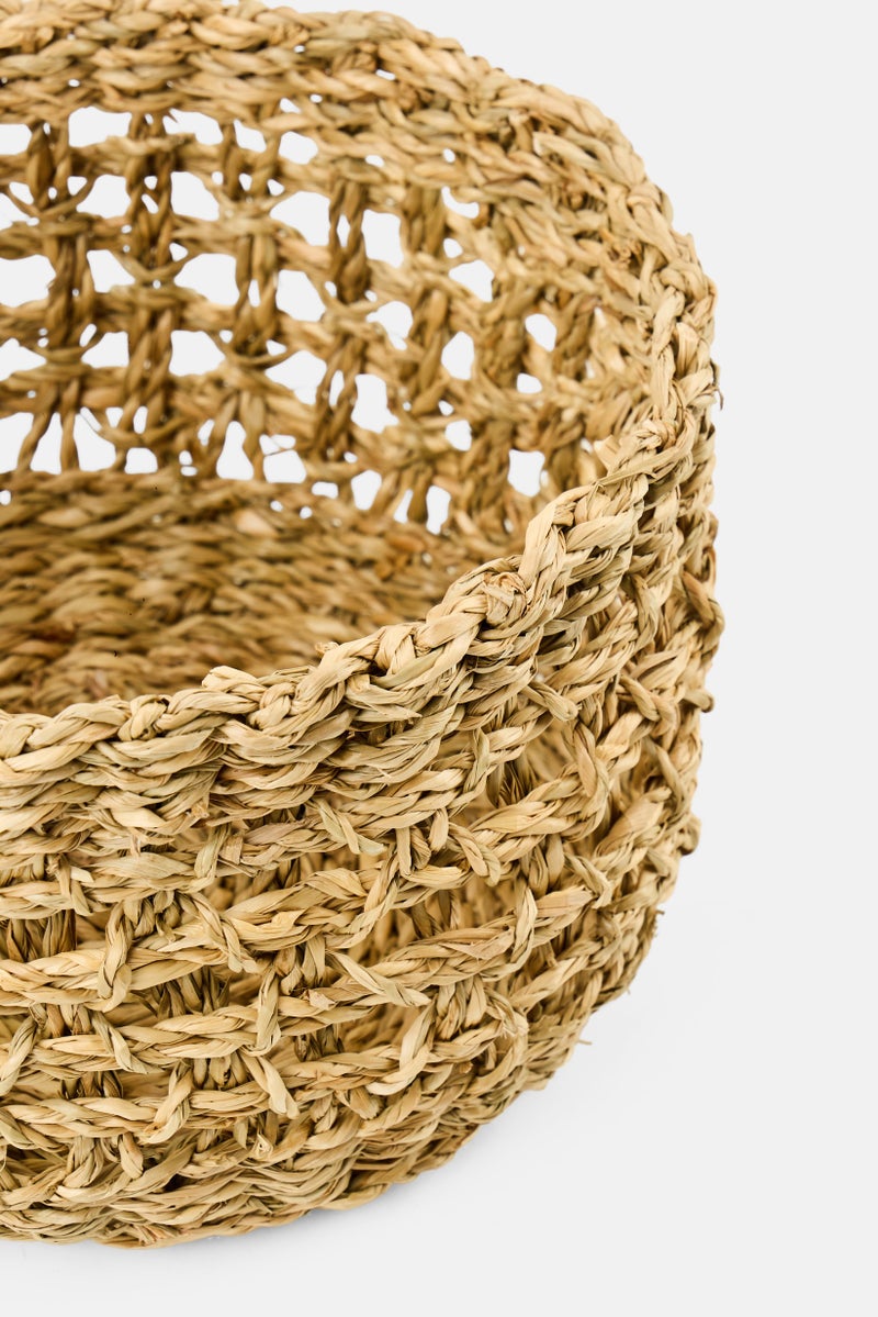 Muy Mucho Sea Grass Round Basket 20 x 14 cm, Beige  - Image 3