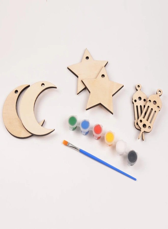Curious Button Pack of 8 DIY Wood Ramadan eid Activity Paint Your own masjid Pine MDF Islamic Craft kit Kids Ramadan eid Decoration | Ramadan Decor Ornaments | Ramadan Decoration & Home Decor 6 inch - Image 2