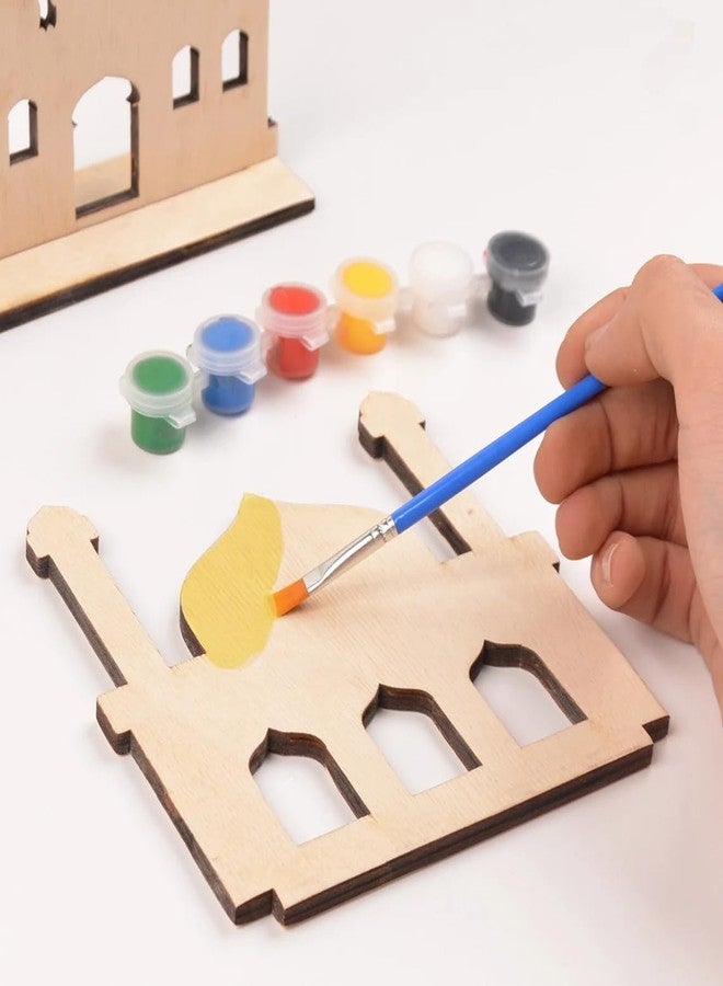 Curious Button Pack of 8 DIY Wood Ramadan eid Activity Paint Your own masjid Pine MDF Islamic Craft kit Kids Ramadan eid Decoration | Ramadan Decor Ornaments | Ramadan Decoration & Home Decor 6 inch - Image 4
