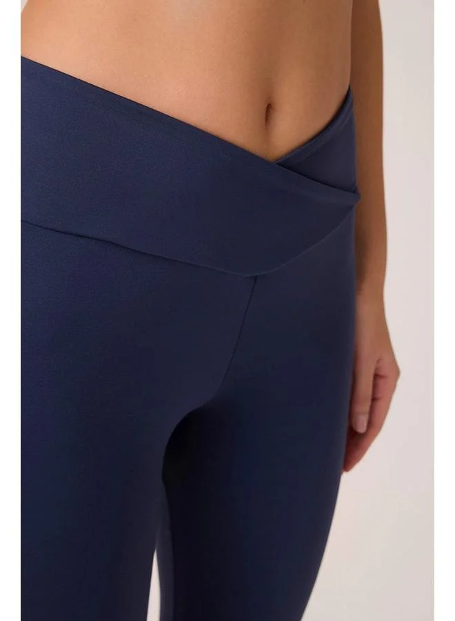 Los Ojos Navy Cross-Waist Detail Leggings New Envelope