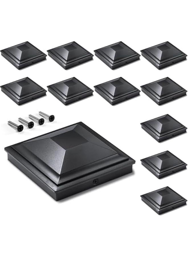 Arabest 4x4 Post Caps Black 12 Pack, Fence Post Covers Outdoor Waterproof, Fits 4x4 3.5x3.5 Wood/Vinyl Posts for Deck Fence Mailbox Patio Decor - Image 1