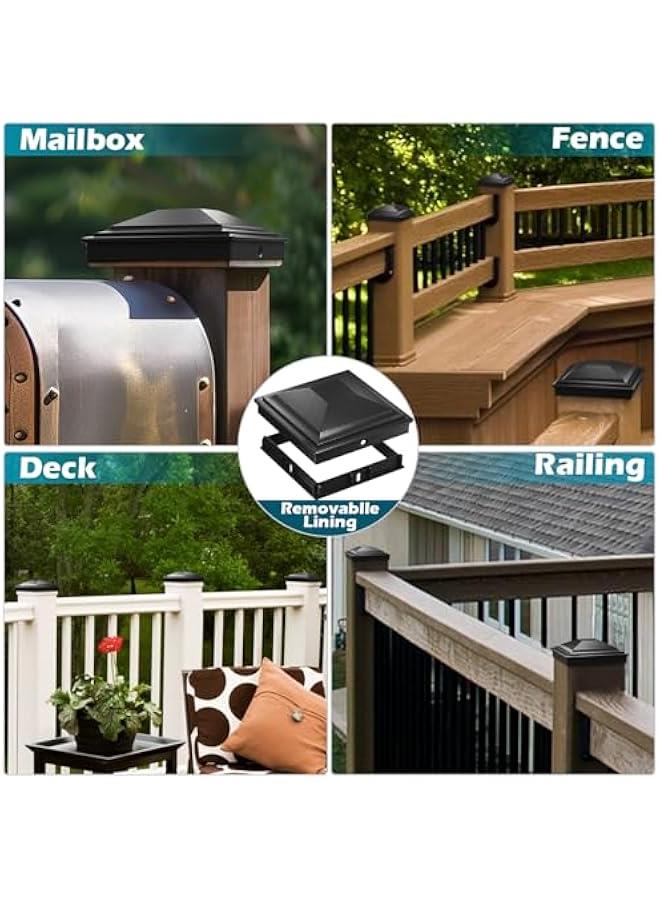 Arabest 4x4 Post Caps Black 12 Pack, Fence Post Covers Outdoor Waterproof, Fits 4x4 3.5x3.5 Wood/Vinyl Posts for Deck Fence Mailbox Patio Decor - Image 3